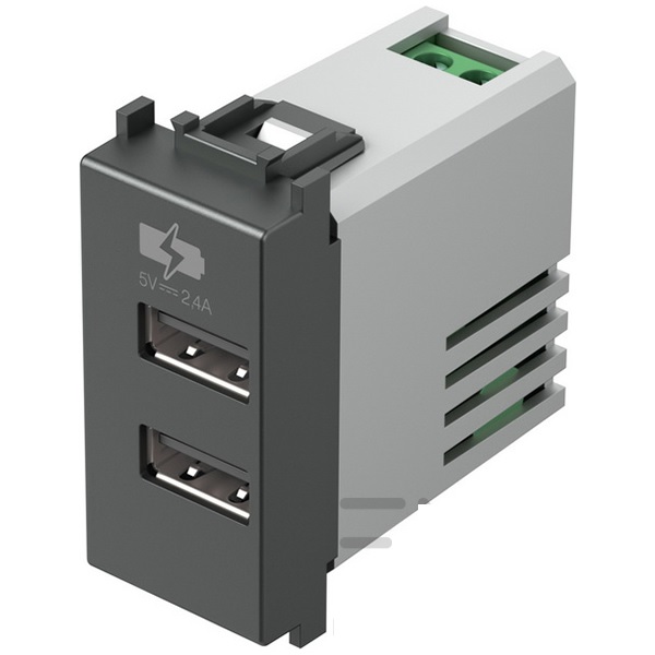 Alimentatore 5v 2 USB 2,4A 1 Modulo Antracite